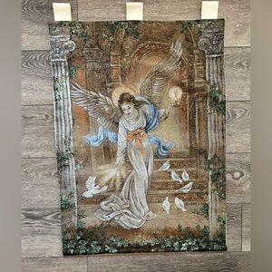 Angel of Light Wall Hanging Lena Liu Jacquard Woven Cotton Made in USA 26x36 EUC